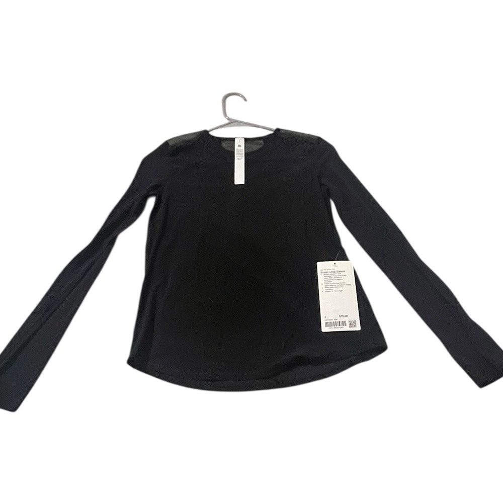NWT Lululemon Size 2 Black Long Sleeve Athletic Top Pleated Back. Capsule Wear - Picture 1 of 10
